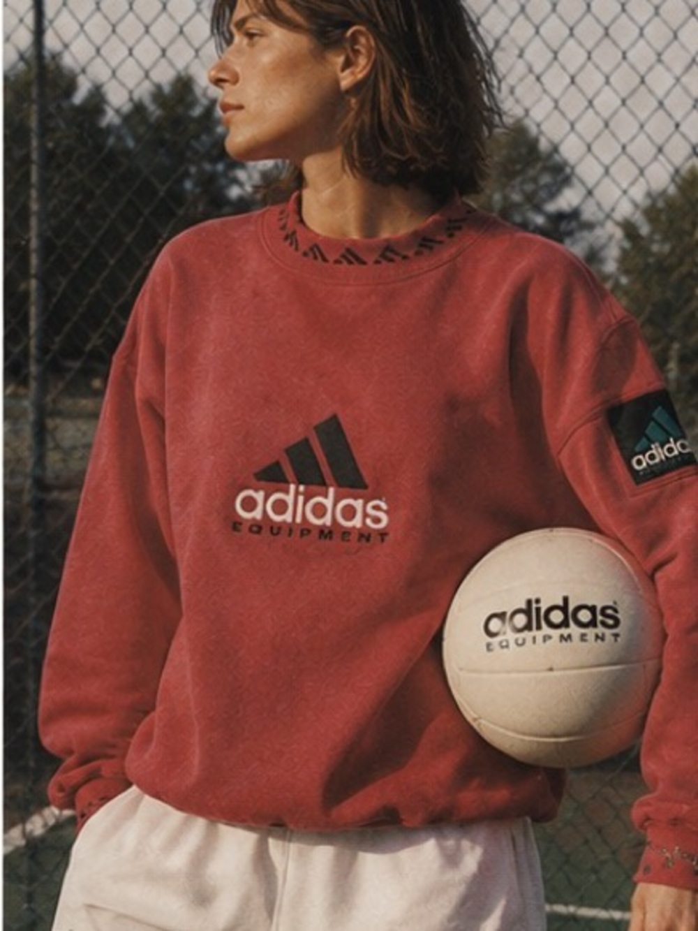 90s Adidas Equipment Red Vintage Sweatshirt | Size S | Made in Hong Kong